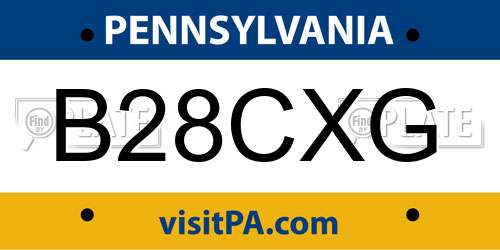 B28CXG Pennsylvania License Plate