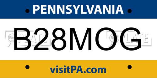 B28MOG Pennsylvania License Plate