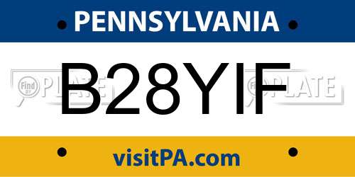B28YIF Pennsylvania License Plate