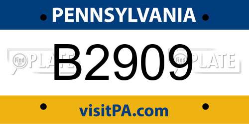 B2909 Pennsylvania License Plate