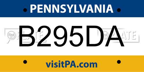B295DA Pennsylvania License Plate