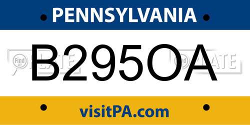 B295OA Pennsylvania License Plate