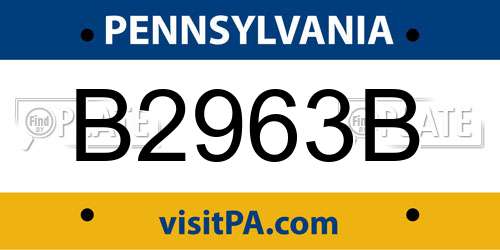 B2963B Pennsylvania License Plate