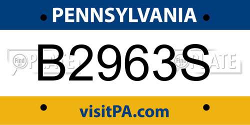 B2963S Pennsylvania License Plate