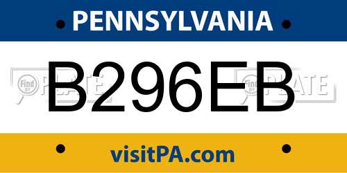 B296EB Pennsylvania License Plate