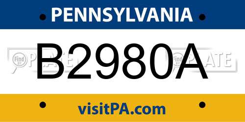B2980A Pennsylvania License Plate