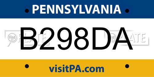 B298DA Pennsylvania License Plate