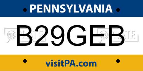 B29GEB Pennsylvania License Plate