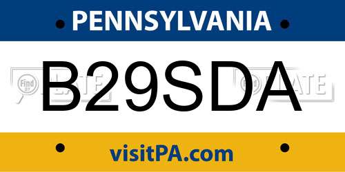 B29SDA Pennsylvania License Plate