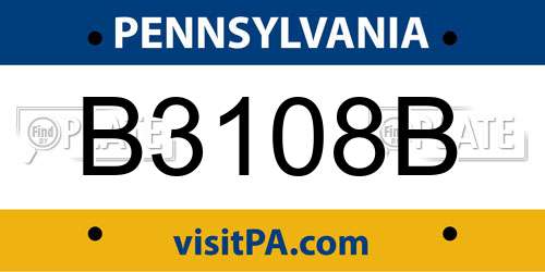 B3108B Pennsylvania License Plate