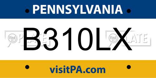 B310LX Pennsylvania License Plate