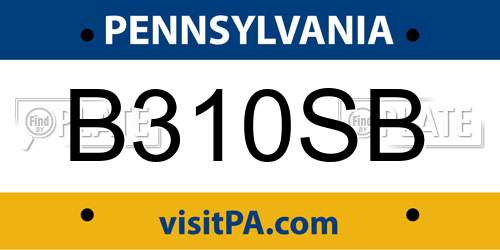 B310SB Pennsylvania License Plate