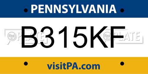 B315KF Pennsylvania License Plate