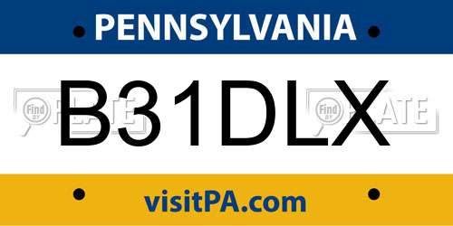 B31DLX Pennsylvania License Plate