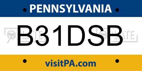 B31DSB Pennsylvania License Plate