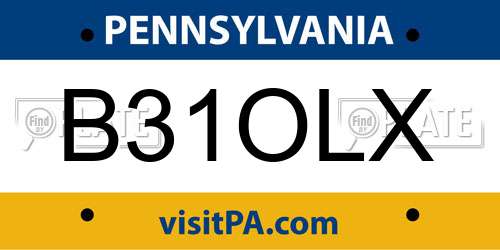 B31OLX Pennsylvania License Plate