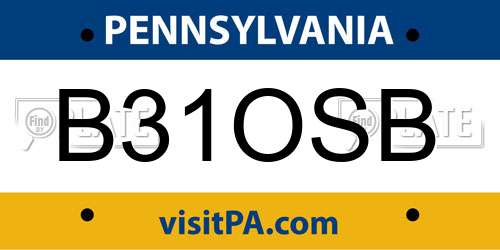 B31OSB Pennsylvania License Plate