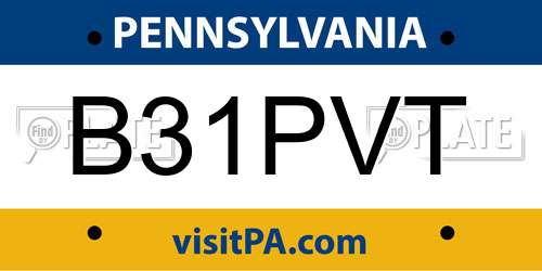 B31PVT Pennsylvania License Plate