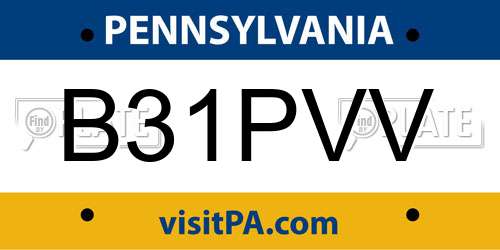 B31PVV Pennsylvania License Plate