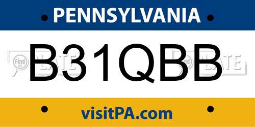 B31QBB Pennsylvania License Plate