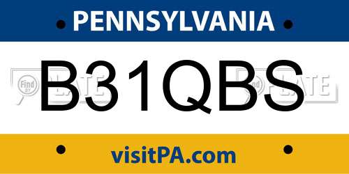 B31QBS Pennsylvania License Plate