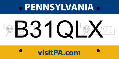 B31QLX Pennsylvania License Plate