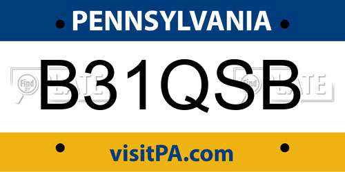 B31QSB Pennsylvania License Plate