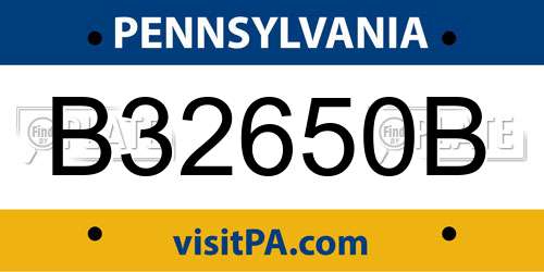 B32650B Pennsylvania License Plate