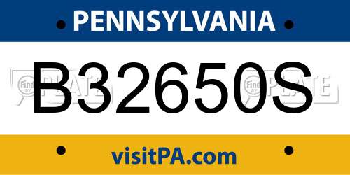 B32650S Pennsylvania License Plate