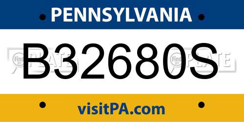 B32680S Pennsylvania License Plate