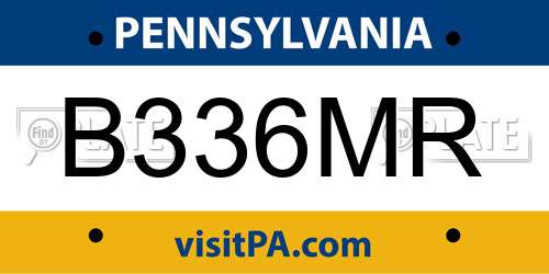 B336MR Pennsylvania License Plate