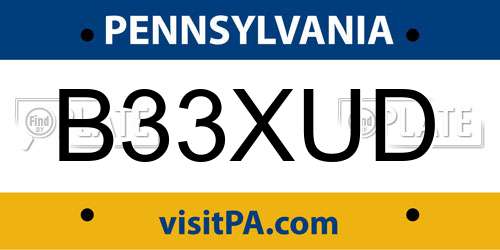 B33XUD Pennsylvania License Plate