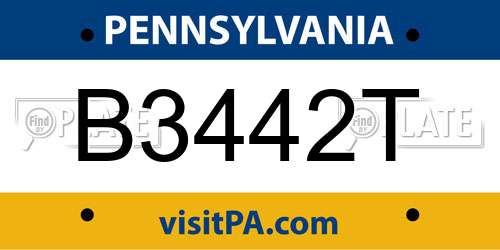 B3442T Pennsylvania License Plate