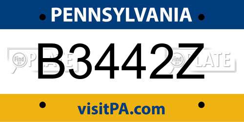 B3442Z Pennsylvania License Plate