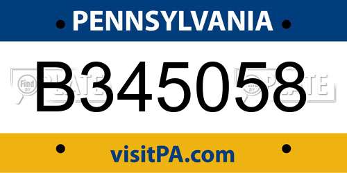 B345058 Pennsylvania License Plate