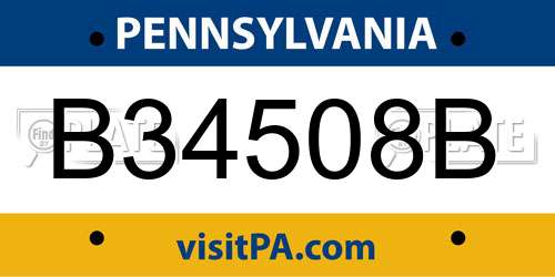 B34508B Pennsylvania License Plate
