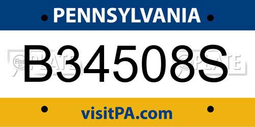 B34508S Pennsylvania License Plate