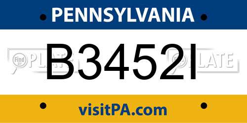 B3452I Pennsylvania License Plate