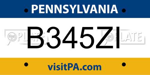 B345ZI Pennsylvania License Plate