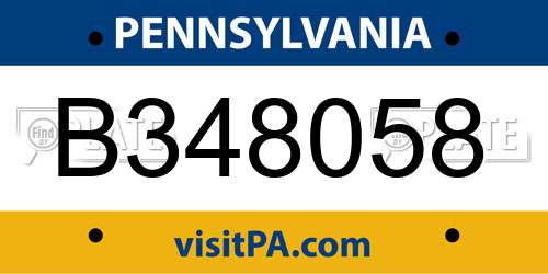 B348058 Pennsylvania License Plate