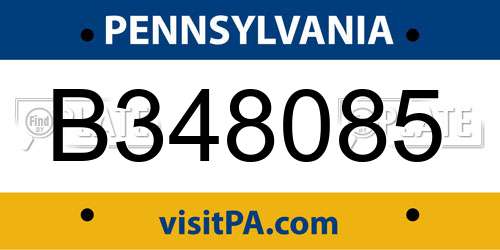 B348085 Pennsylvania License Plate