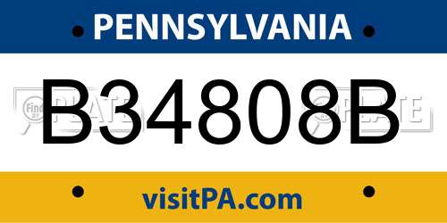 B34808B Pennsylvania License Plate