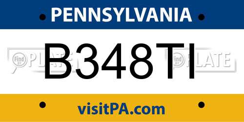 B348TI Pennsylvania License Plate