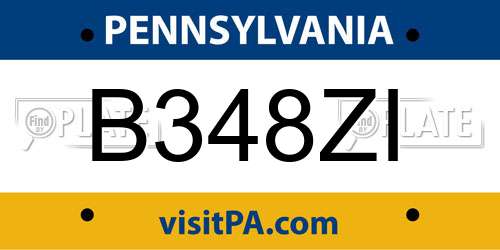 B348ZI Pennsylvania License Plate