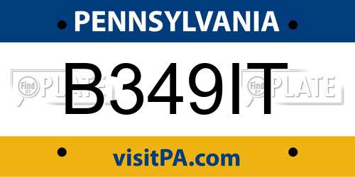 B349IT Pennsylvania License Plate