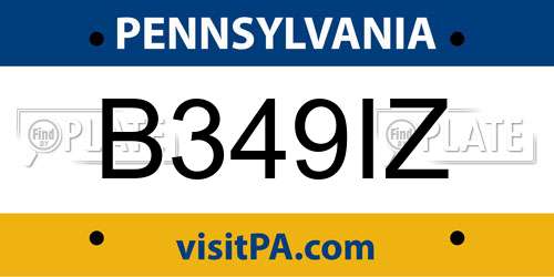 B349IZ Pennsylvania License Plate
