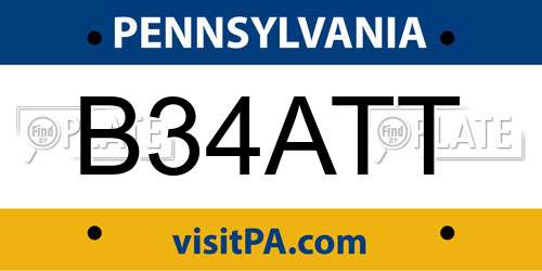 B34ATT Pennsylvania License Plate