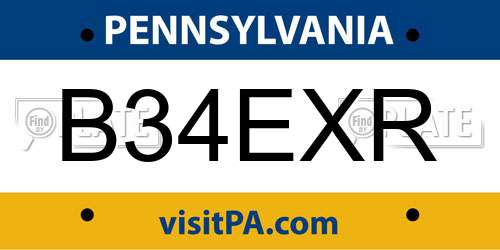 B34EXR Pennsylvania License Plate