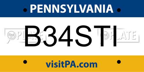 B34STI Pennsylvania License Plate