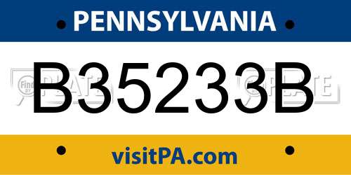B35233B Pennsylvania License Plate